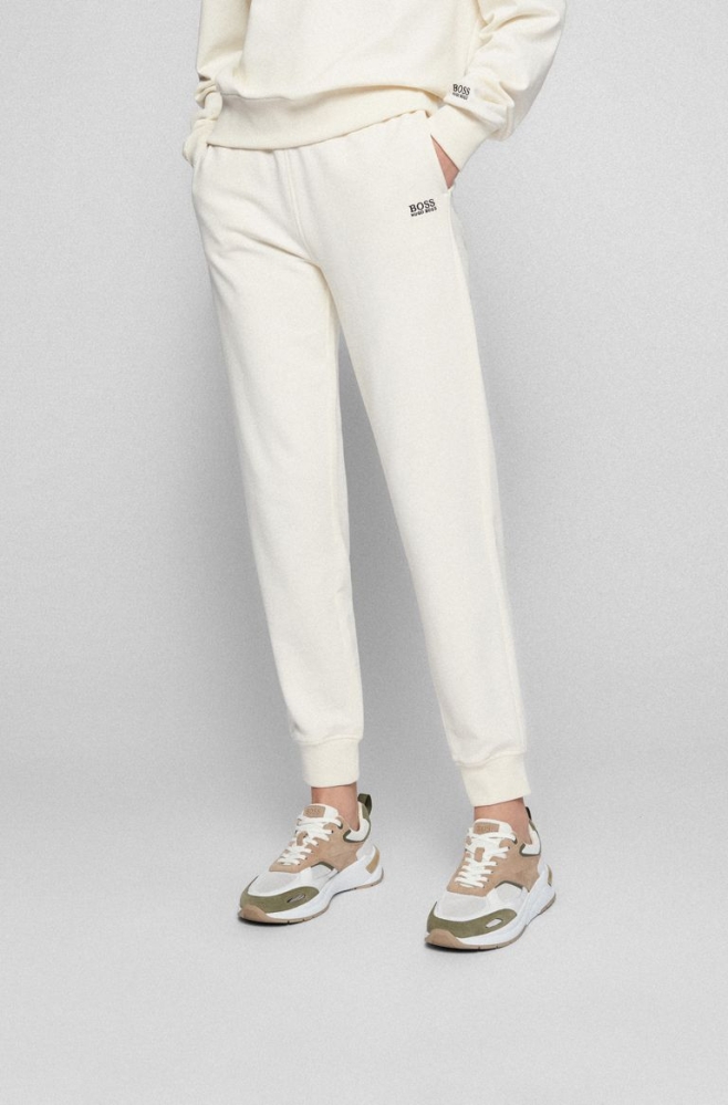 HUGO BOSS Regular-fit French Cotton Women's Pants White - LUKI269