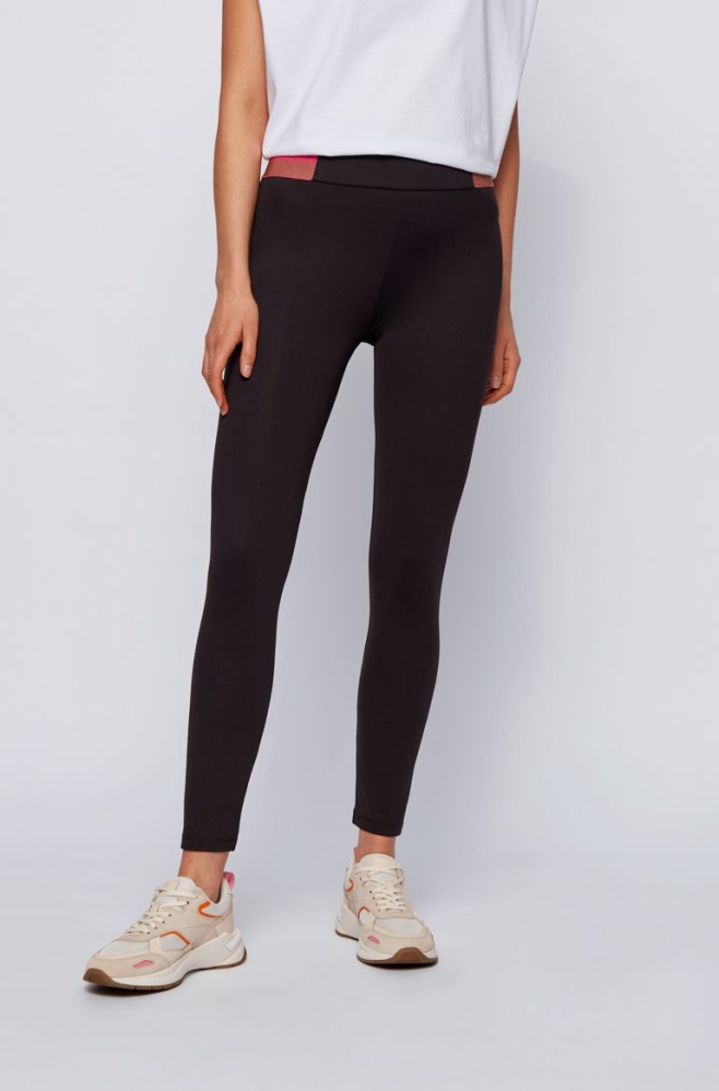 HUGO BOSS Super-skinny-fit Color-block Women's Pants Black - ZQJN452