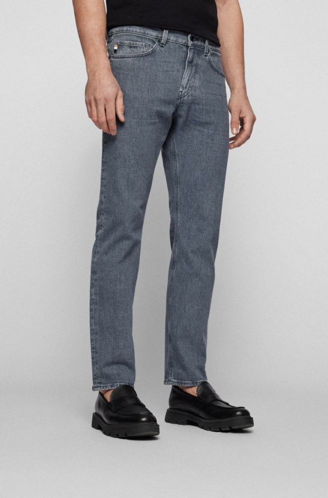 HUGO BOSS Slim-fit Stone-washed Stretch Men's Jeans Grey - SECV507